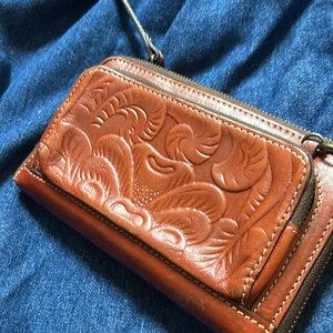 Patricia Nash Brown Pressed Leather Crossbody‎ Bag thumbnail 1