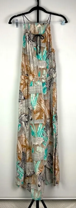 Two by Vince Camuto Tribal Beat Safari Zebra High Low‎ Faux Wrap Midi Dress thumbnail 1