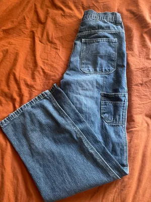Distressed Straight Leg Denim Cargo Pants Size 29 thumbnail 5