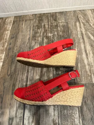 easy street Red Woven Espadrille Slingback Wedge Size 7 thumbnail 11