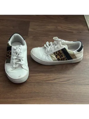 Steve Madden Fone White and Leopard Print Women's Sneakers Casual Everyday FLAWS thumbnail 2