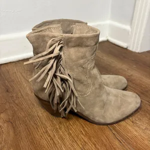 Sam Edelman Louie Tan Suede Fringe Ankle Boots Womens 10 M Western Festival Boho thumbnail 3