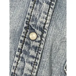 H&M Women’s Chambray Denim Pearl Snap Up Shirt, 4 Soft thumbnail 3