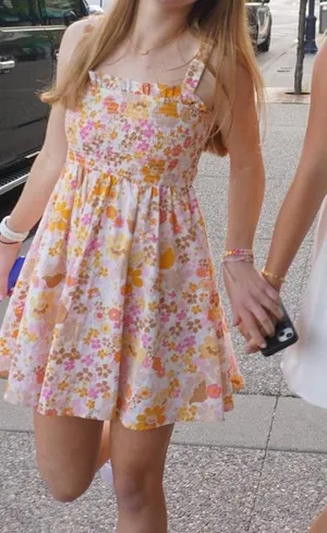 Altar’d State Pink and Orange Floral Dress thumbnail 1