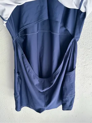 Abercrombie YPB sculptLUX V-Neck Mini Dress XXL Navy Polka Dot Active Romper thumbnail 6