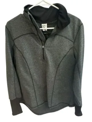Athletic Works 1/4 Zip Pullover Size L (12-14) Gray Herringbone thumbnail 1