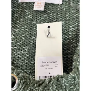 Audrey Parks Francesca’s Sweater Womens M Heathered Green Lace Up Knit Boho NWT thumbnail 7