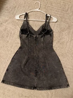 AKIRA Charcoal Gray Fitted Mini Dress with pockets thumbnail 5