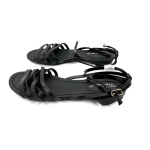 Black Strappy Flat Sandals With Ankle Buckle Casual Summer Comfort Style Designs thumbnail 7