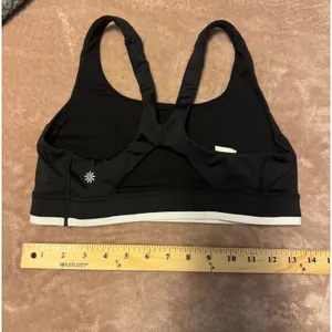 Athleta Black White Stripe Racerback Sports Bra Size M thumbnail 3