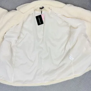 Pretty Little Thing Faux Sherpa Double Breasted Teddy Coat Cream 10 Borg‎ Lapel thumbnail 12