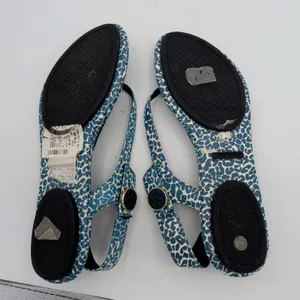 Tory Burch Minnie Travel Sandal Blue Leopard Print‎ Leather Thong Slingback 8M thumbnail 7