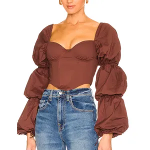 Majorelle Brown Corset Crop Top XS Bustier Pirate Renaissance Fair $128 NEW thumbnail 2