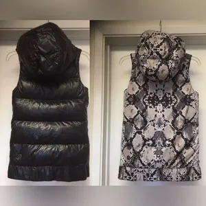 Lululemon Fluffiest Vest REVERSIBLE Black Ziggy Snake Pink Goose Down Sz 4‎ EUC thumbnail 2