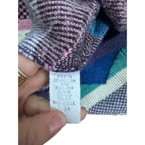 Vintage Keren Abstract Mock Neck Sweater Purple‎ Teal Grannycore Made in USA M thumbnail 4