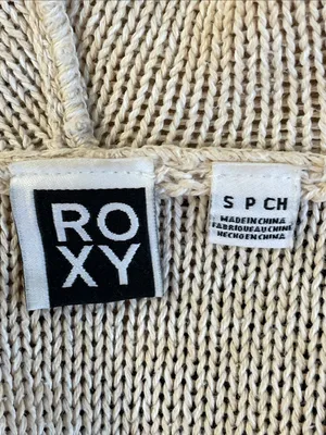 Roxy Cream V-Neck Hooded Ribbed Sweater thumbnail 4