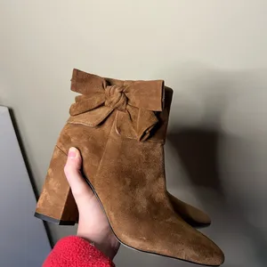 Kate Spade New York Brown Suede Ankle Booties with Bow thumbnail 3