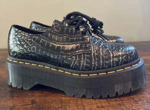 NEW Dr. Martens 1461 Quad Croc Gunmetal Wild Croc‎ Platform 4 M, 5 L Shoes thumbnail 1