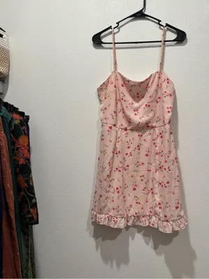 Altar’d State Blush Pink Floral Ruffle Mini Dress Size Large L thumbnail 2
