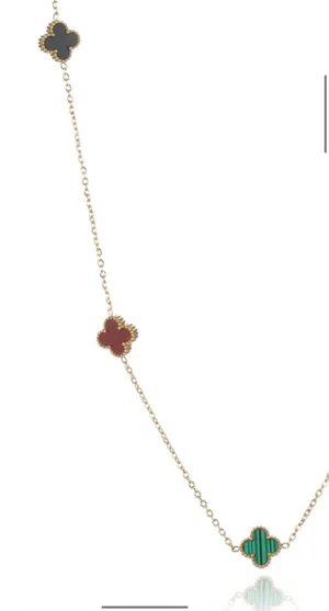 Colorful Clover Motif Necklace Gold thumbnail 2