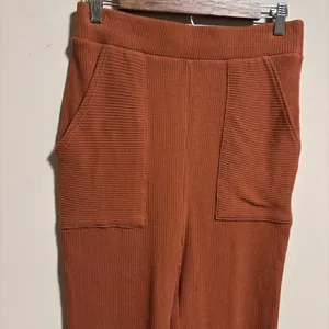 Free People Picnic Sweater Ribbed Flare Lounge Pant Terra Cotta- Size Medium thumbnail 8