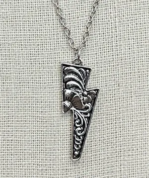 Filigree Lightning Bolt Necklace Silver thumbnail 1