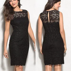 Dress Barn RSVP Lace Overlay Black Cocktail Dress Sheath Dress Size 6 Sleeveless thumbnail 2