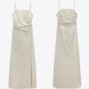 Zara Beige Tie Back Dress thumbnail 2