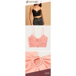 Abercrombie & Fitch Ruched Coral Pink O Ring‎ Cropped Top Small NWT thumbnail 7