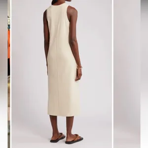 Nordstrom Stretch Pima Cotton Rib Knit Sleeveless Midi Dress Burnt Beige L thumbnail 5
