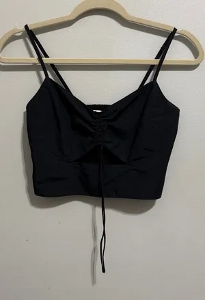 Abercrombie and Fitch Black Cut Out Crop Top Size Small thumbnail 1