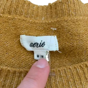 Aerie Mustard Puff Sleeve Distressed Crew Sweater M Earthenware‎ Minimalist thumbnail 2