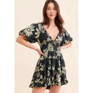 Free People Bohemian Floral Flutter Sleeve Perfect Day Printed Mini Dress Medium thumbnail 12