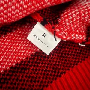 Merry Christmas Sweater Dress Womens Medium Red Reindeer Hearts Fair Isle thumbnail 3