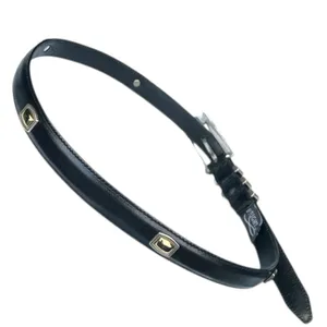 Brighton Slim Black Leather Belt with Gold‎ and Silver # 4A303 Size Medium 30 thumbnail 2