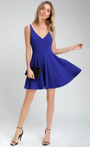 Lulus Darling Delight‎ Skater Dress in Royal Blue Size Medium thumbnail 1