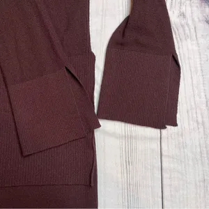 Free People Criss Cross Sweater Tunic Top‎ Split Hem Bell Sleeve Wine Size Small thumbnail 7