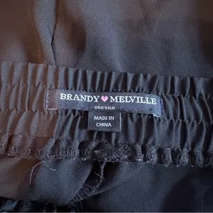 Brandy Melville Black Floral Laser Cut‎ Eyelet High Rise Drawstring Shorts OS thumbnail 4