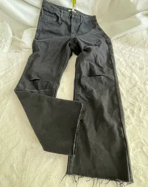 NWT new Gianni Bini Black Wide Leg distressed hem Jean size 29 thumbnail 1