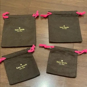 Kate Spade Dark Brown Pouches with Bright Pink Drawstrings thumbnail 1