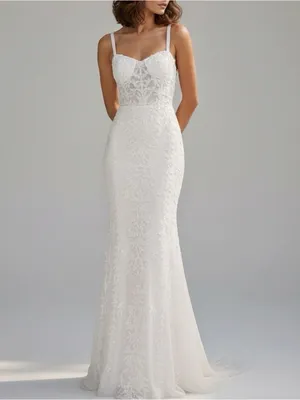 LULUS Luxe Bridal Momentous Love Beaded Bustier Mesh Mermaid Maxi Dress,White,XS thumbnail 2