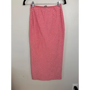 Wild Fable Side Slit Red White Gingham Midi Skirt XXS Lace Trim Picnic thumbnail 4