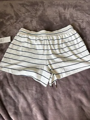 Parke x Target Drawstring Knit Shorts - White/Navy Blue Striped MEDIUM- IN HAND thumbnail 5