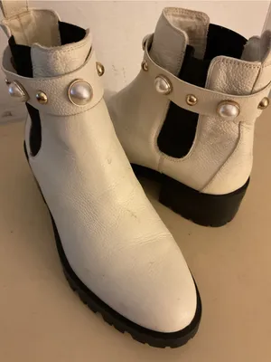 Karl Lagerfeld women White leather Chelsea heel boots US 8.5 thumbnail 8