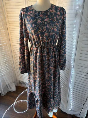 Source Unknown Navy Maxi Dress with Pink Floral Print thumbnail 4