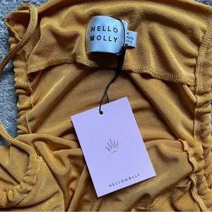 Hello Molly Draped Cowl Gold Yellow Baddie Bodysuit Size 6 NWT thumbnail 4