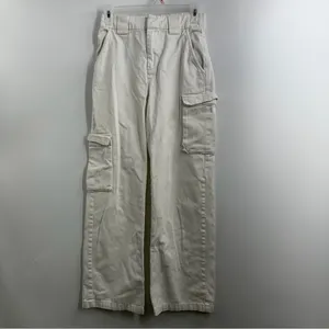 Aritzia TNA Cargo Pants XS Off White Wide Leg Utility Cotton Twill Style 97780 thumbnail 2