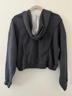 Nike Dri-Fit Ribbed Cotton Fleece Lounge Cropped Training Hoodie size large thumbnail 3