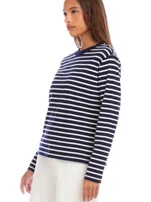 Karen Kane blue/white stripe jersey knit long sleeve top. Size Small. NWT. thumbnail 4