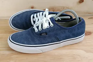 Vans Authentic Off The Wall Navy Blue Embossed Skate Shoes Men's 8.5 Women's 10 thumbnail 1